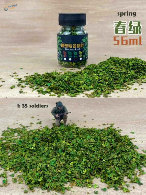 56ml spring green miniature tree leaves bottle with black cap and dark label
