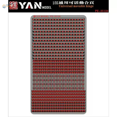 1/35 universal movable hinges: gray PE film with red black decal rows