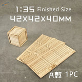 1/35 scale wooden crates model kit sheets with laser-cut patterns