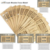 1/35 scale wooden fences model kit with laser-cut light brown wood designs