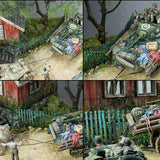 1/35 wooden fences with olive-drab tank and white star insignia