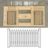 1/35 scale light wooden picket fence model kit labeled railings vi for scale modeling tools