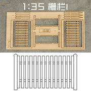 1:35 scale wooden fences kit with laser-cut slats for scale modeling