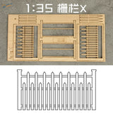 1:35 scale wooden fences kit by Reeling X with pre-cut parts