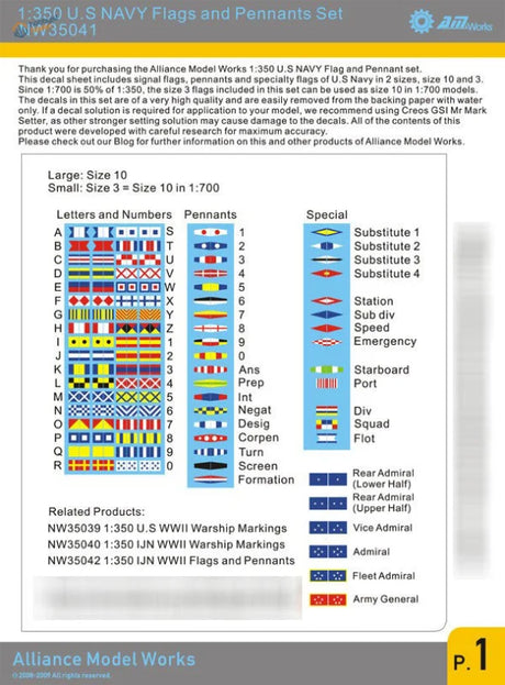1:350 scale US Navy flags and pennants decals for scale modeling
