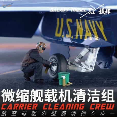 1/48 3D-printed blue and yellow US flight deck crew for carrier cleaning