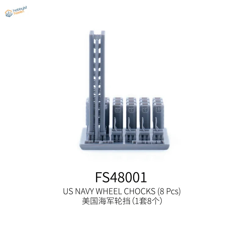 Gray FS48001 US Navy wheel chocks for 1/48 aircraft model displays