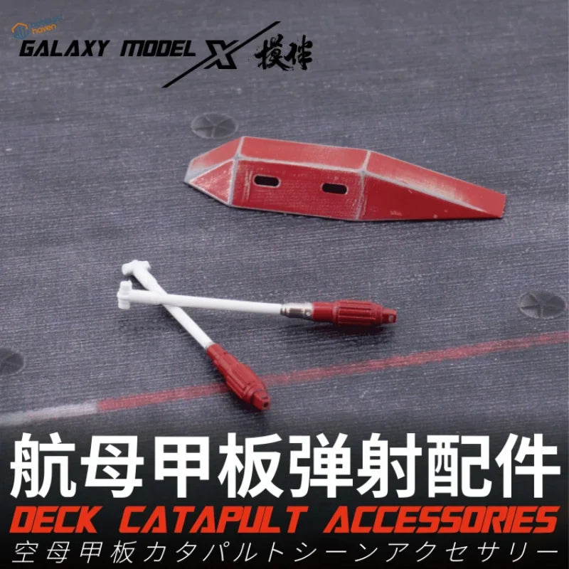 Red 1/48 3D-printed US Navy deck catapult for aircraft model displays