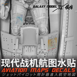 1/48 scale aircraft map decals: gray plastic aviation charts for fighter jets