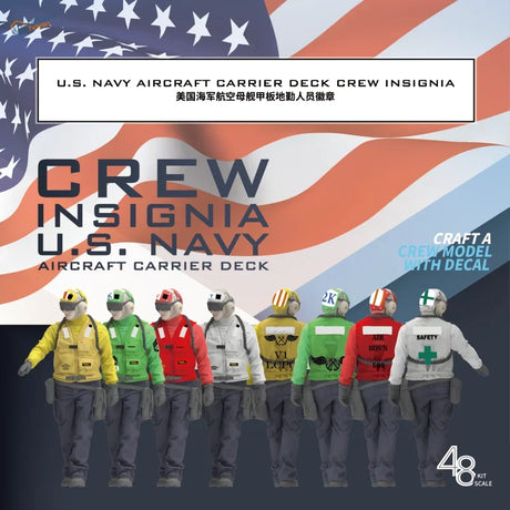 1/48 decals of seven U.S. carrier deck figures insignia