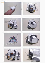 1/48 Eagle Lunar Module DIY 3D paper card model with geometric penguin design