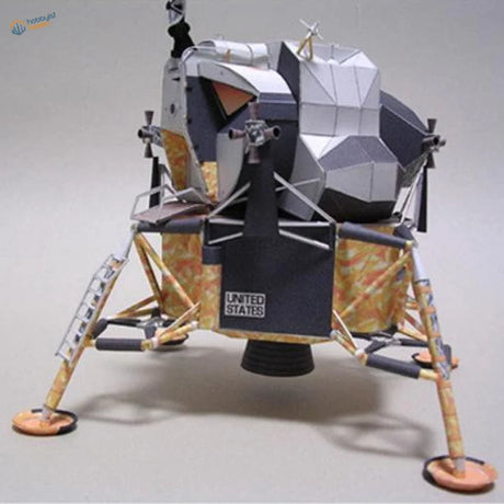 1/48 Eagle Lunar Module DIY 3D paper model with silver panels and orange legs