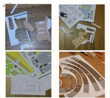 1/48 Eagle Lunar Module DIY paper model kit cut-out templates in beige, gray, green, yellow, brown