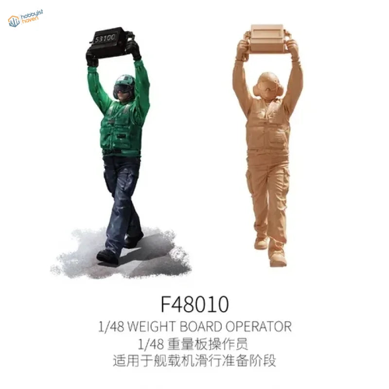 1/48 flight deck crew set 1: green/tan operator figurines, painted & unpainted
