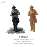1/48 flight deck crew set 1: gray attire green helmet, tan uniform figures