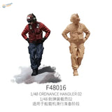 1/48 scale red and beige flight deck crew ordnance handlers in flight gear