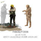 1/48 F-35 pilot figure: yellow helmeted scale modeling pilot in green suit