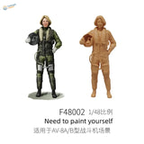 Two 1/48 resin modern fighter pilots unpainted in olive green and tan suits