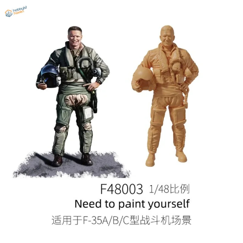 1/48 scale resin modern fighter pilots unpainted beige figure