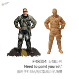 1/48 resin modern fighter pilots unpainted F-35 figure in olive drab tan