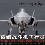 Gray-scale 1/48 resin modern fighter pilots figure in flight suit before jet backdrop