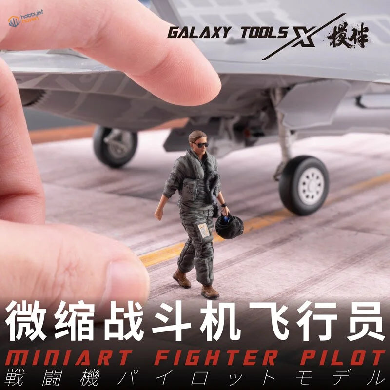 Gray-scale 1/48 resin modern fighter pilots figure in flight gear with helmet