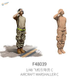 1/48 scale modern ground crew marshaller figure in tan uniform