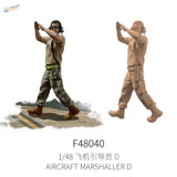 1/48 scale modern ground crew marshaller figure in tan uniform