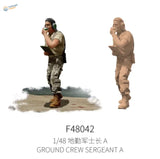 1/48 scale modern ground crew sergeant in tan uniform holding clipboard