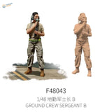 1/48 scale modern ground crew sergeant in tan uniform with green belt