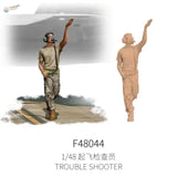 1/48 scale troubleshooter in tan uniform with camo pants for modern ground crew