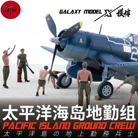 1/48 WWII US Pacific ground crew model with blue airplane and skull insignia