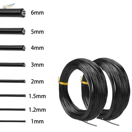 Black 1.5mm braided steel wire spools with exposed strands for DIY