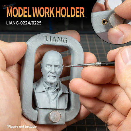 Gray plastic figure holder with Liang engraved, for 1/72-1/24 scale modeling painting
