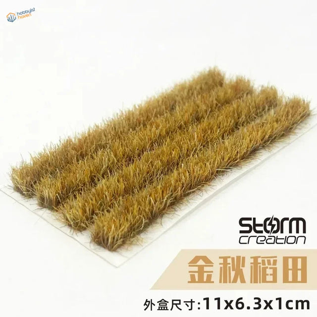 1/87 1/72 rice field grass strips with golden-brown tufts on transparent backing