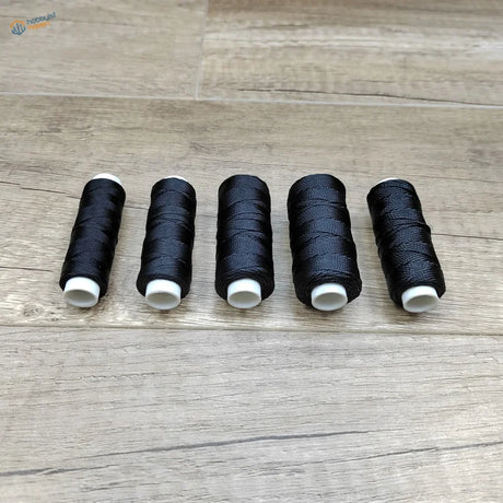 Five spools of 0.35-0.8mm black rope on white cores for scale modeling tools