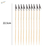 Ten wooden skewers with black alligator clips for scale modeling tools