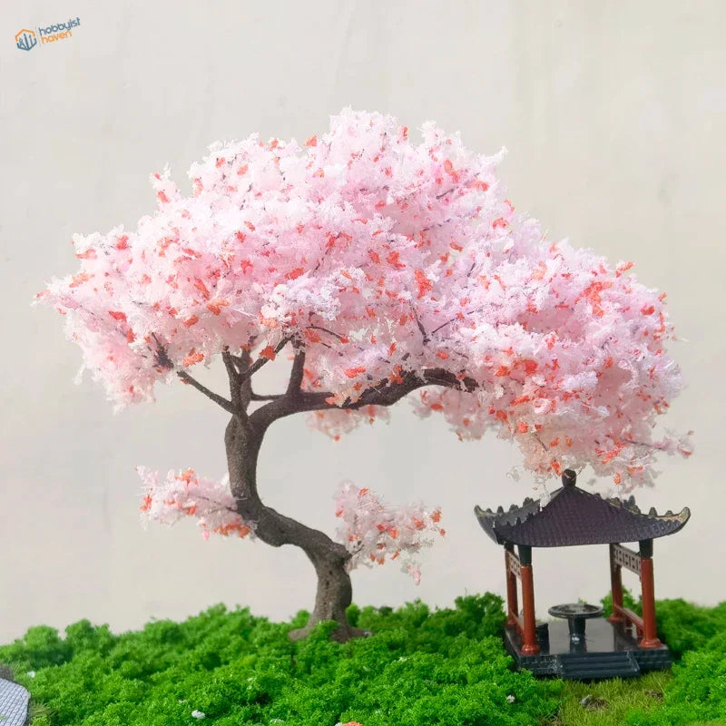 Miniature 10/15/20cm model cherry tree with pink white petals