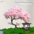 Miniature 10/15/20cm model cherry tree with pink blossoms and curved trunk