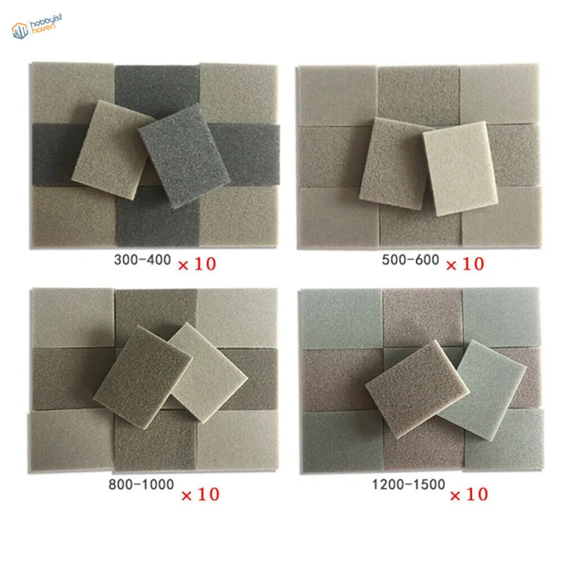 Set of 4 sanding sponges (#300-#1500 grit) for scale modeling tools