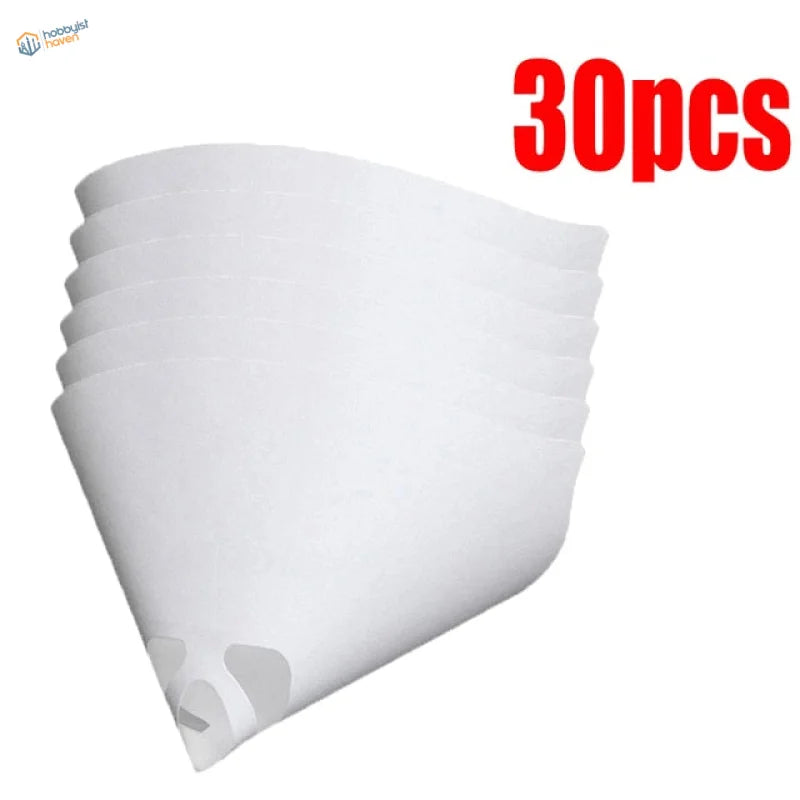 White translucent plastic paint filters for scale modeling tools