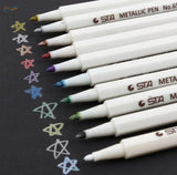 10 metallic colors marker pens with gold silver rose gold tips