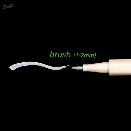 White 1-2mm fine tip brush marker pen from 10 metallic colors set