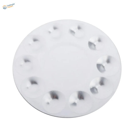 White 10-well round metal palette for paints mixing in scale modeling