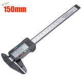 Black 150mm digital caliper with silver scale, precision hobby tool