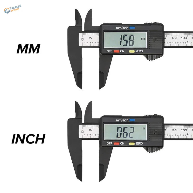 150mm digital caliper black with LCD mm/inch display precision hobby tool