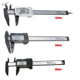 Three 150mm digital calipers with LCD mm displays, precision hobby tool