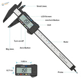 150mm digital caliper black with mm LCD and metric imperial scales