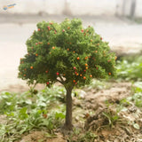 100/160mm apple tree with dense green foliage and red orange berries for scale modeling tools