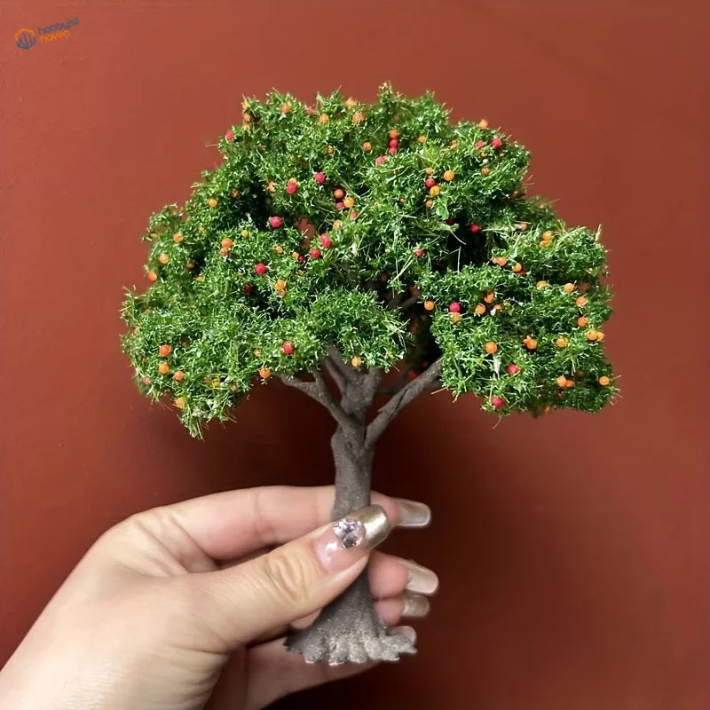 100/160mm apple tree figurine with green foliage and berries for scale modeling tools